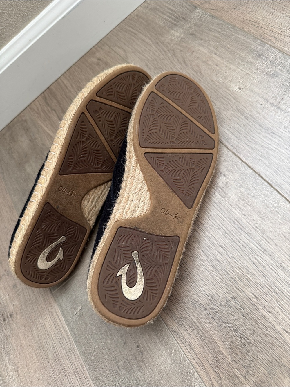 OluKai Women's Black Canvas Slip-On Espadrilles with Tan Accent - Picture 5 of 5